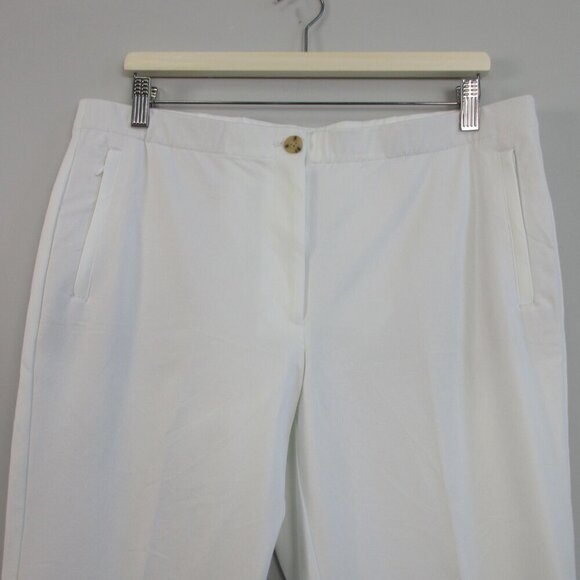 J Jill Women's Pants 14 White Cotton Blend Pleated Stretch Minimalist Beach 432 - Picture 9 of 14